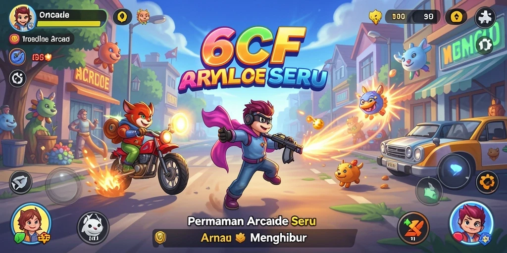 Tampilan antarmuka user-friendly pada game Arcade 6CF.