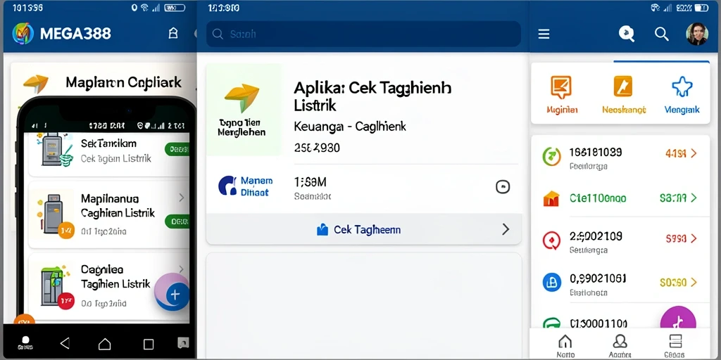 Tampilan antarmuka MEGA388 yang menampilkan informasi tagihan listrik.